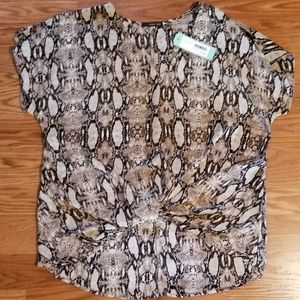 Snakeskin print knot front blouse